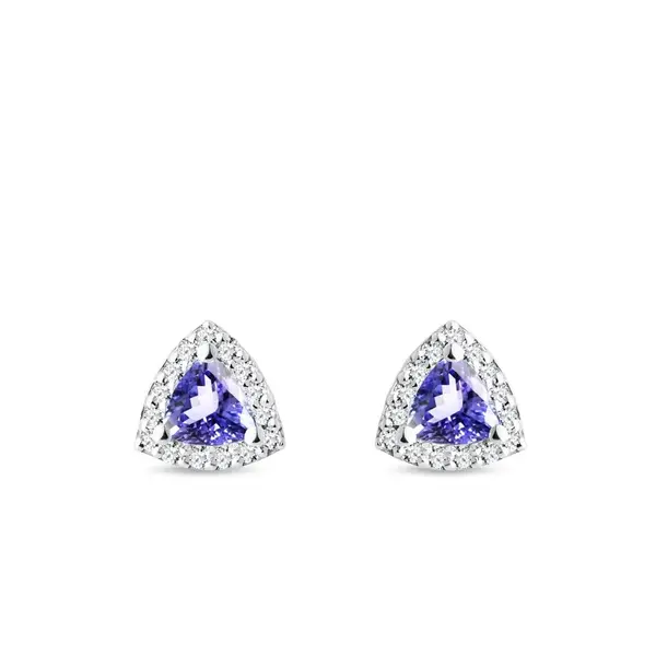 Náušnice s tanzanity a brilianty v bílém zlatě KLENOTA