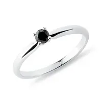 Zásnubný prsteň s čiernym diamantom v bielom zlate KLENOTA
