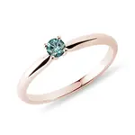 Originálny prstienok z ružového zlata s modrým diamantom KLENOTA