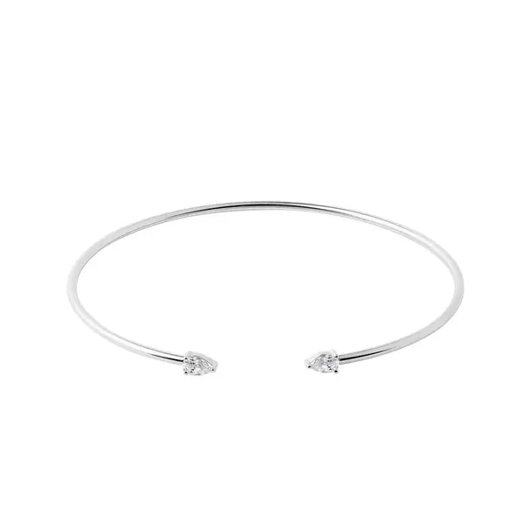 Pevný náramok z bieleho zlata s diamantmi vo výbruse kvapky KLENOTA