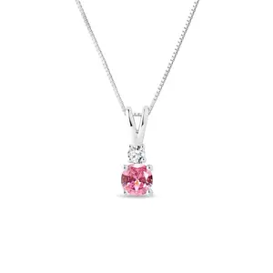 Náhrdelník s růžovým safírem a briliantem v bílém zlatě KLENOTA