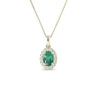 Přívěsek se smaragdem a diamanty ve žlutém zlatě KLENOTA