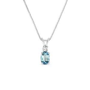 Náhrdelník s topazem a diamantem v bílém zlatě KLENOTA
