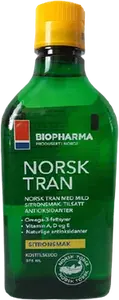 BIO PHARMA Norský rybí olej s přírodní citrónovou příchutí - Norsk Tran 375 ml