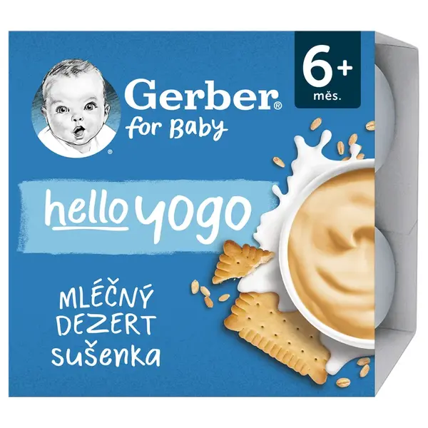 GERBER Hello yogo mléčný dezert s příchutí sušenky 4 x 100 g
