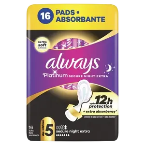 ALWAYS Platinum Ultra Secure Night Extra (velikost 5) Vložky s křidélky 16 ks