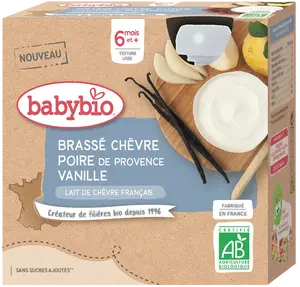 BABYBIO Svačinka z kozího mléka s hruškou a vanilkou 4 x 85 g