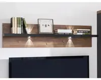 Police s osvětlením Boston, černá/dub ribbeck