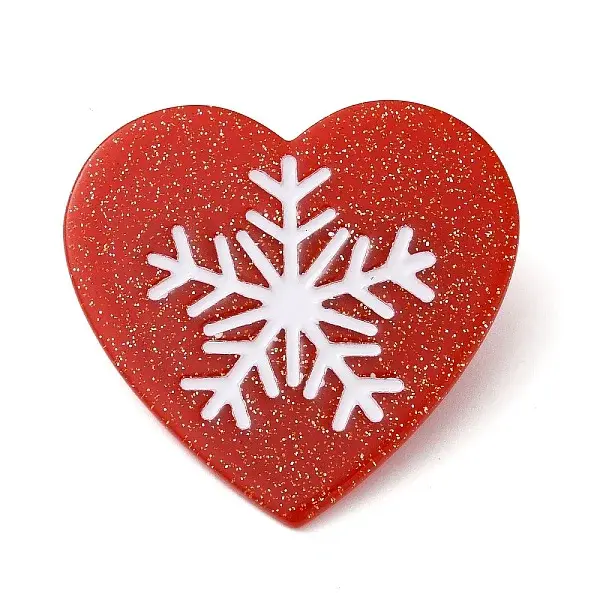 Heart with Snowflake Cellulose Acetate(Resin) Alligator Hair Clips