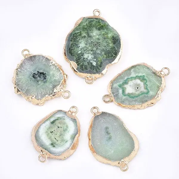 Electroplate Natural Druzy Agate Links connectors