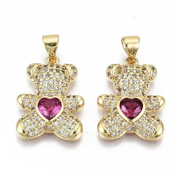 Brass Micro Pave Clear Cubic Zirconia Pendants