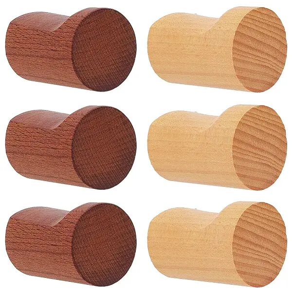 6 Sets 2 Colors Wood Hook Hangers