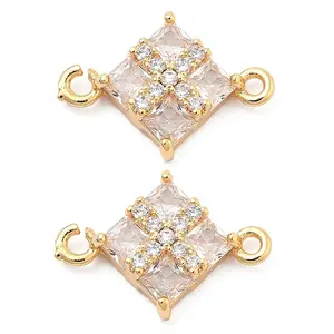 Brass Clear Cubic Zirconia Connector Charms