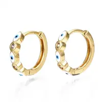 Brass Micro Pave Cubic Zirconia Huggie Hoop Earrings