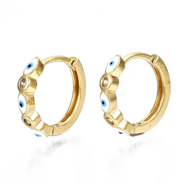 Brass Micro Pave Cubic Zirconia Huggie Hoop Earrings