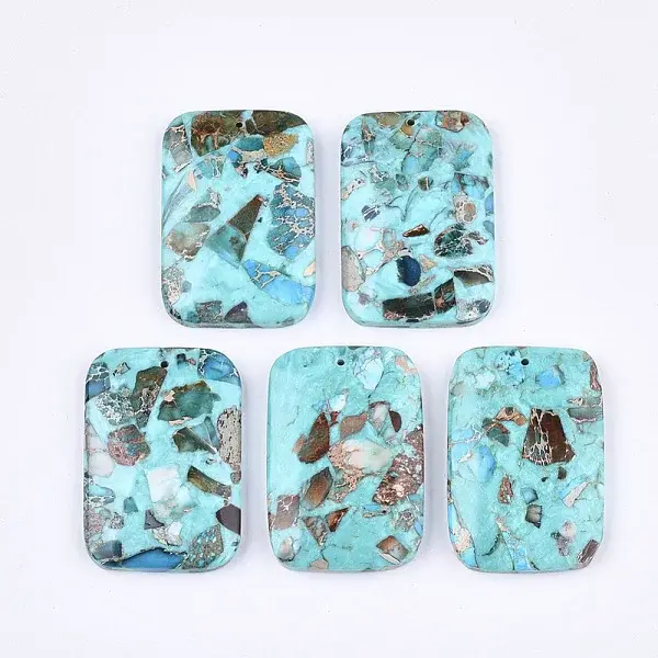 Assembled Synthetic Imperial Jasper and Turquoise Pendants