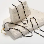 Natural Black Spinel Faceted Rondelle and Freshwater Pearl Beaded Necklaces