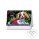 Stolový kalendár Psy 2026 (riadkový, slovenské menné kalendárium)