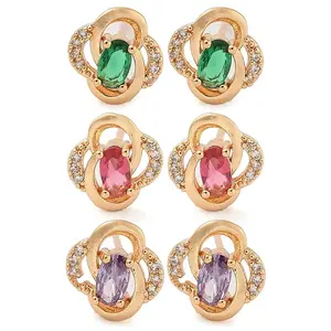 Rack Plating Brass Cubic Zirconia Stud Earrings