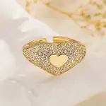Brass Micro Pave Cubic Zirconia Cuff Rings for Women