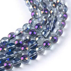 Half Plated Transparent Glass Beads Strands