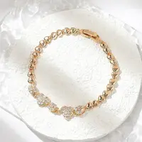 Brass Micro Pave Cubic Zirconia Link Chain Bracelets