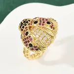 Brass Micro Pave Colorful Cubic Zirconia Cuff Rings