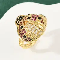 Brass Micro Pave Colorful Cubic Zirconia Cuff Rings