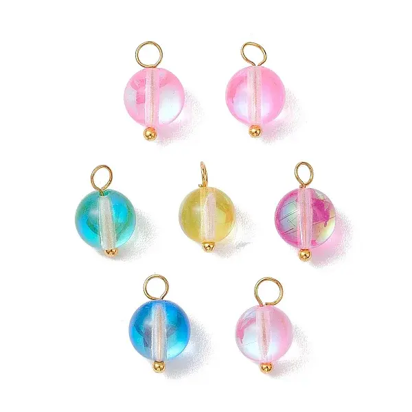 Dyed Synthetic Moonstone Round Charms