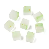 Frosted Glass Beads with Golden Glitter Powder