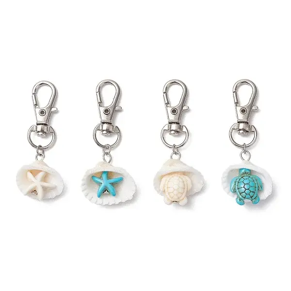 Synthetic Turquoise Starfish Turtle & Shell Pendant Decorations