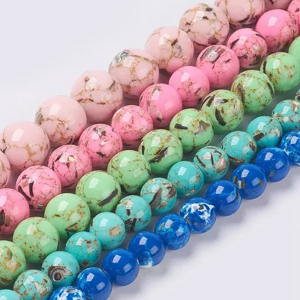 Sea Shell and Synthetic Turquoise Assembled Beads Strands