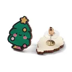 Christmas Printed Wooden Stud Earrings