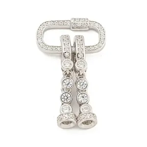 925 Sterling Silver Micro Pave Clear Cubic Zirconia Fold Over Clasps