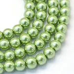 Baking Paint Pearlized Glass Pearl Round Bead Strands