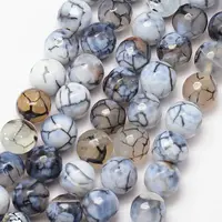 Natural Fire Crackle Agate Bead Strands