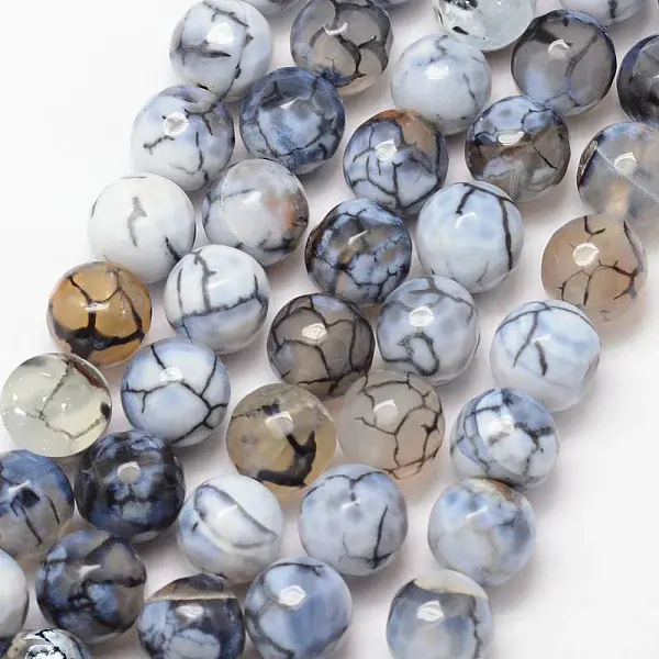 Natural Fire Crackle Agate Bead Strands