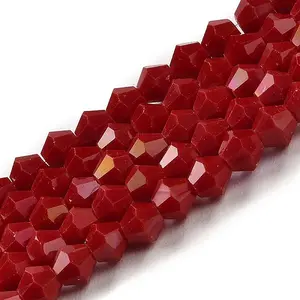 Opaque Solid Color Electroplate Glass Beads Strands