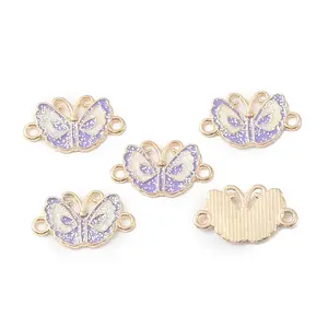 Alloy Lilac Enamel Connector Charms