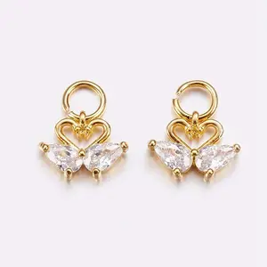 Brass Micro Pave Cubic Zirconia Charms