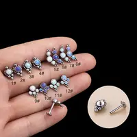 316L Surgical Stainless Steel & Synthetic Opal Internally Threaded Labrets