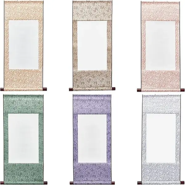 6Pcs 6 Style Polyester Vertical Painted Scroll
