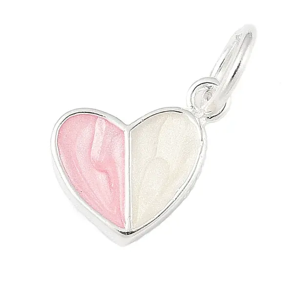 Two Tone 925 Sterling Silver Enamel Heart Charms
