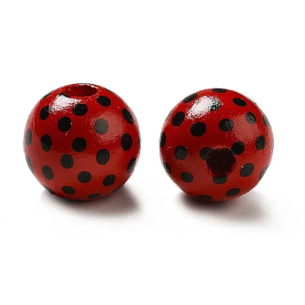 Printed Wood Round Beads