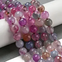 Faceted Natural Dragon Veins Agate Beads Strands
