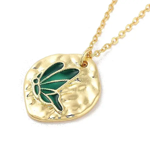 Brass Enamel Cable Chain Butterfly Pendant Necklaces