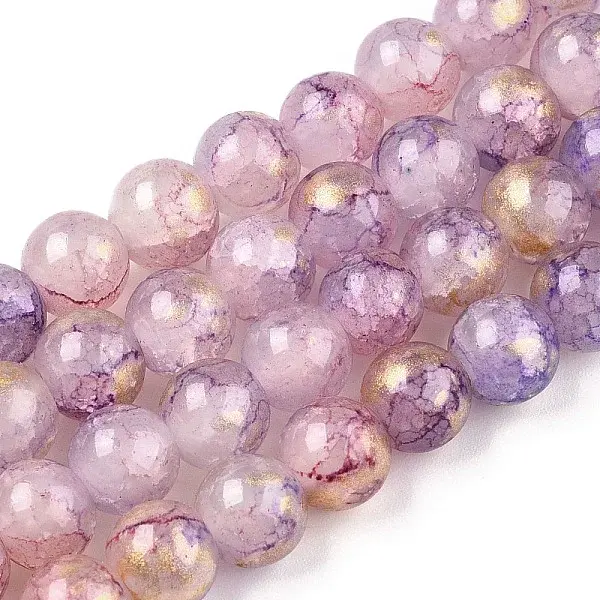 Baking Paint Crackle Glass Bead Strands
