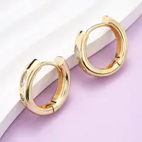 Brass Clear Cubic Zirconia Hoop Earrings