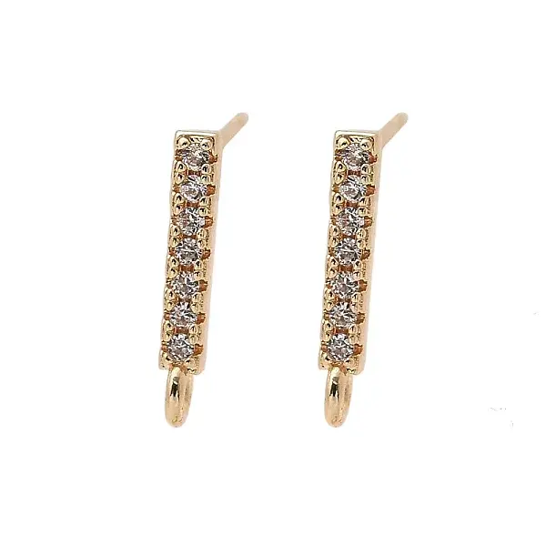 Brass Clear Cubic Zirconia Stud Earrings Finding for Women