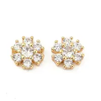 Brass Micro Pave Clear Cubic Zirconia Cabochons